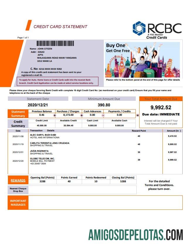 Philippines Rizal Commercial Banking Corporation (RCBC) Bank St Word amostra